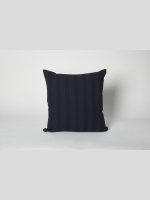 Two Tone Woven Navy Stripe Deadstock 18 X 18 Pillow