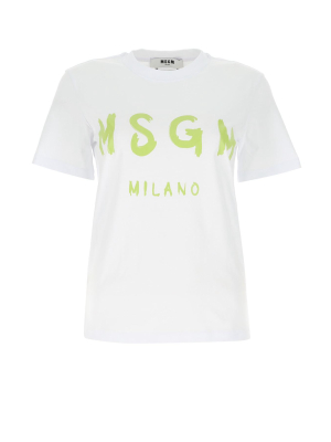 Msgm Logo Printed Crewneck T-shirt