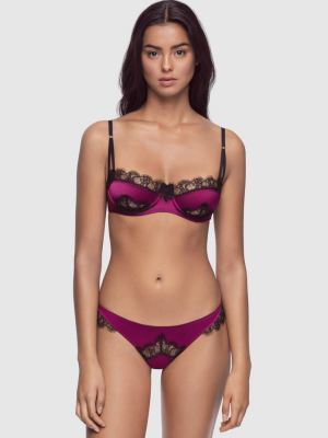 Lace Inset Balconette Bra Orchid/black