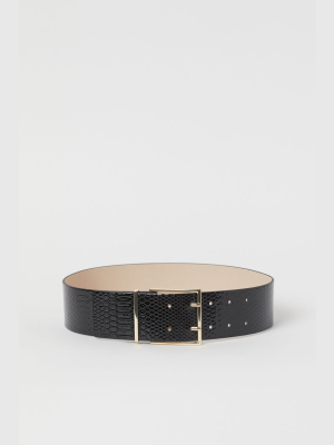 Snakeskin-patterned Waist Belt