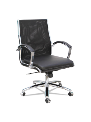 Alera Neratoli Mid-back Slim Profile Chair Black Leather/mesh Nr4218