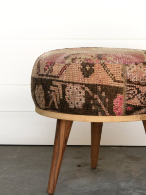 Vintage Rug Upholstered Ottoman