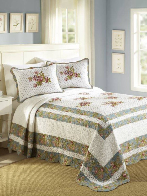 Modern Heirloom Loretta Bedspread White/blue