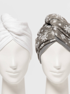 2pk Snowflake Hair Wrap Gray/white - Wondershop™