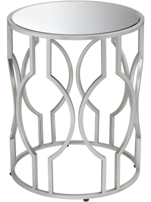 55 Downing Street Fara 20" Wide Silver And Mirrored Top Round End Table