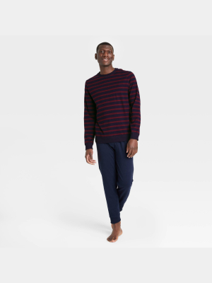 Men's Long Sleeve Elevated Pajama Set - Goodfellow & Co™ Navy