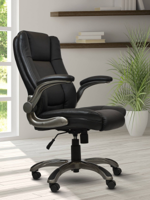 Medium Back Manager Chair With Flip-up Black - Techni Mobili