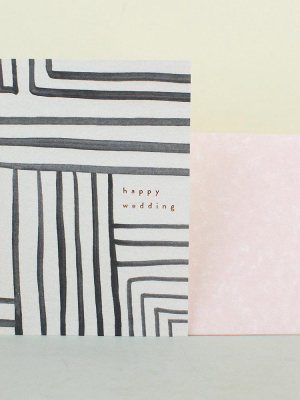 Happy Wedding - Black Stripe