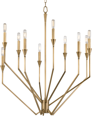 Hudson Valley Lighting Archie 10-bulb Chandelier - Aged Brass