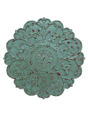 27" Shabby Medallion Wall Décor Green - Stratton Home Décor