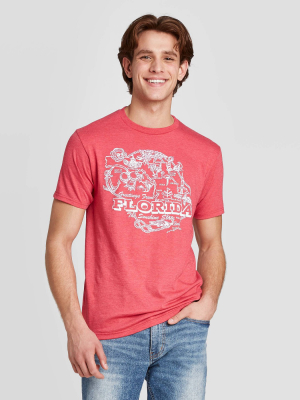 Men's Short Sleeve Florida Graphic T-shirt - Awake Heather Red