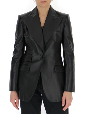 Dolce & Gabbana Single Breasted Leather Blazer