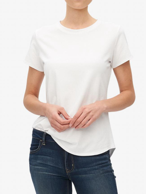 Short Sleeve Crew Neck T-shirt White Stretch Jersey