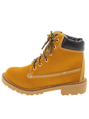 Timber002km Camel Lace Up Kids Boot