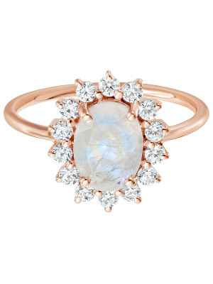 Rose Gold Rainbow Moonstone Clarissa Ring