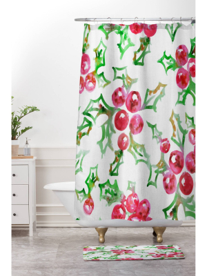 All I Want For Christmas Shower Curtain Green/pink - Deny Designs