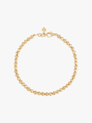 Classic Chain Hammered 18k Gold Bead Bracelet