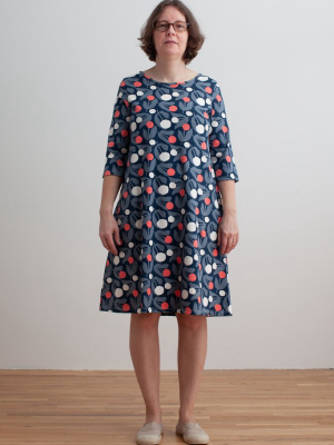 Women's Helsinki Dress - Dahlias Night Sky