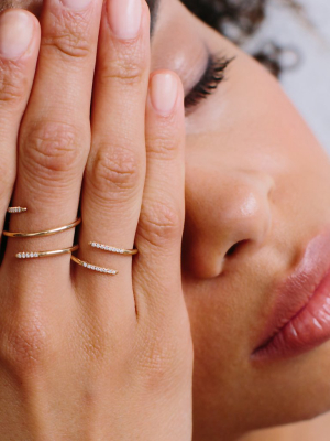 14k Double Wrap Ring With Pave Diamonds