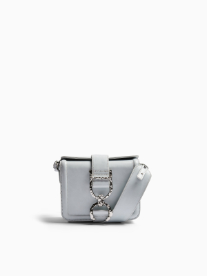 Pale Blue Hammered Metal Cross Body Bag