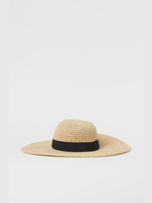 Grosgrain-band Straw Hat