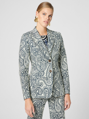 Cotton Stretch Paisley Blazer