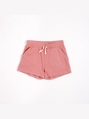 Dusty Rose Modal Rib Junior Girl's Shorts