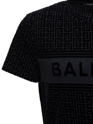 Balmain Monogram Pattern Crewneck T-shirt