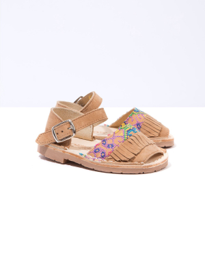 Folkloricito - Embroidered Leather Buckle Sandals
