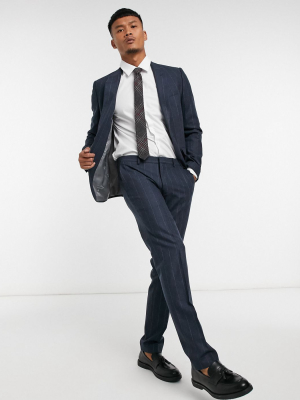 Shelby & Sons Slim Suit Pants In Navy Pinstripe