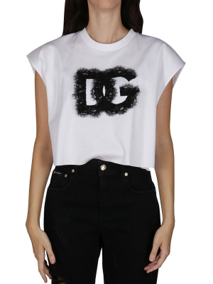 Dolce & Gabbana Lace Logo Detailed Crewneck T-shirt