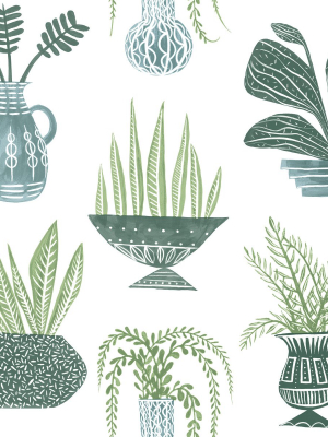 Plant Party Peel & Stick Wallpaper In Green From The Risky Business Iii Collection By York Wallcoverings