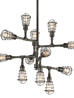 Conduit 12lt Chandelier Large Old Silver