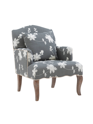 Floral Upholstered Armchair - Gray - Linon