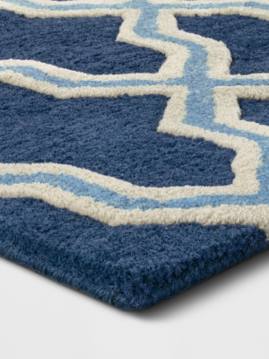 9'x12' Trellis Elevated Fretwork Tufted Area Rug Blue - Threshold™