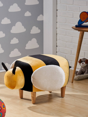 Jerome Velvet Bumble Bee Ottoman Black/honey - Christopher Knight Home