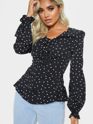 Petite Black Polka Dot Blouse