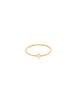 14k Single Tiny Pearl Prong Ring