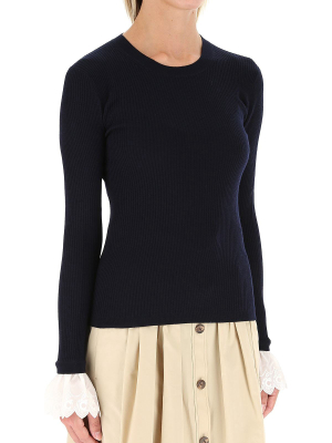 Chloé Lace Trim Rib Knit Jumper