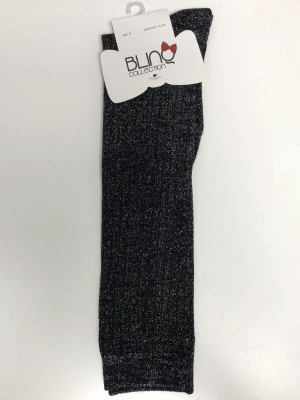 Blinq Ribbed Glitter Knee Sock - Black