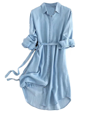 'londyn' Chambray Shirt Dress With Belt (2 Colors)