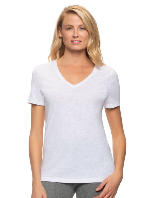 Slub Jersey V-neck T-shirt