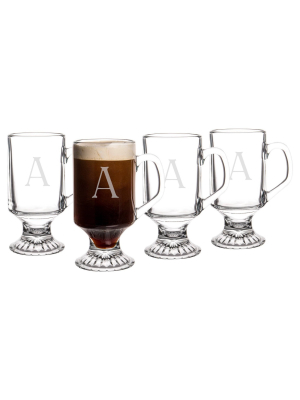 Cathy's Concepts 10oz 4pk Monogram Footed Irish Coffee Glasses A-z