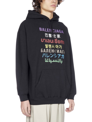 Balenciaga Languages Logo Print Hoodie