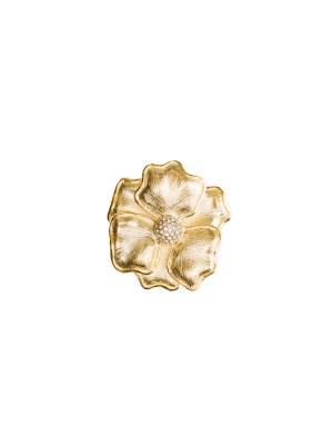 Nomi K Flower Crystal Center Napkin Rings Set Of 4 - Gold
