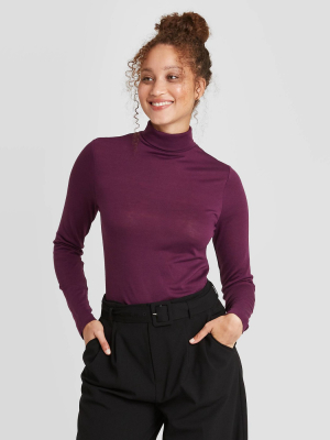 Women's Long Sleeve Turtleneck Cozy T-shirt - A New Day™