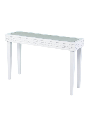 Denmit Glass-top Console Table White - Aiden Lane