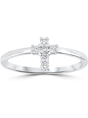 Pompeii3 Diamond Cross Ring 1/6 Cttw 10k White Gold