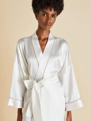 Mimi Ivory Oyster Silk Satin Robe