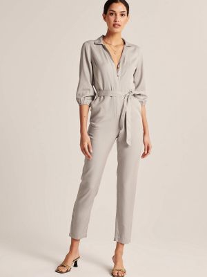 Puff Sleeve Utility Jumpsuit